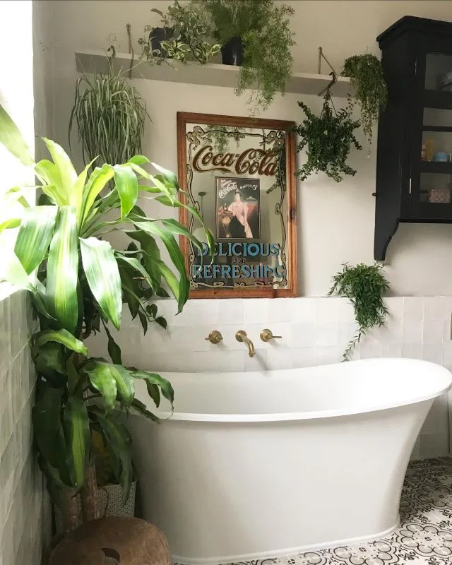 Jungle vibes 🌴  #zelligetiles
#designupnorth
#vintagebathroom 
#myfabhome
#styleithappy
#myhometrend
#thiscreativehome
#myhomevibe
#bathroomsofinstagram 
#myvintageabode
#howwedwell
#apartmenttherapy
#designsponge
#walltowallstyle
#myperiodhomestyle
#mycreativeinterior
#eclectichome
#victorianterrace
